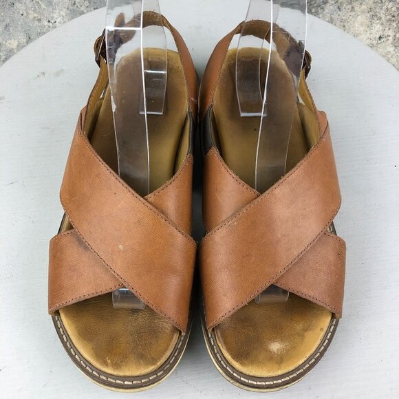 Keen Women's 9 Lana Brown Leather Open Toe Criss Cross Slingback Sandals FAIR - Picture 3 of 14